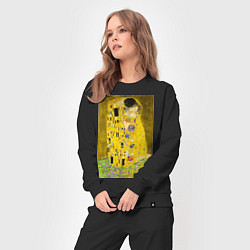 Костюм хлопковый женский Поцелуй картина Климта, цвет: черный — фото 2
