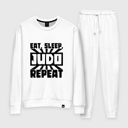 Костюм хлопковый женский Eat, Sleep, Judo, Repeat, цвет: белый