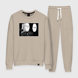 Костюм хлопковый женский Любимое слово Геральта FUCK, цвет: миндальный