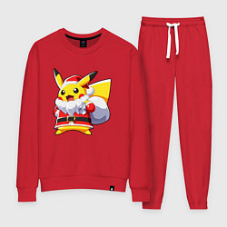 Костюм хлопковый женский НОВОГОДНИЙ ПИКАЧУ САНТА КЛАУС, цвет: красный