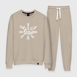 Костюм хлопковый женский Snowflake Let it snow, цвет: миндальный