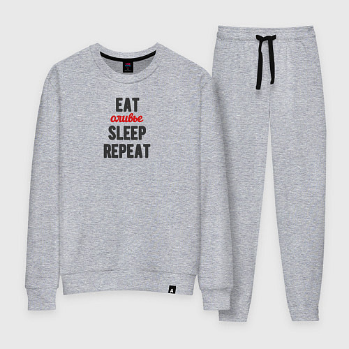 Женский костюм Eat оливье Sleep Repeat / Меланж – фото 1