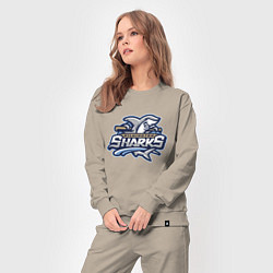 Костюм хлопковый женский Wilmington sharks -baseball team, цвет: миндальный — фото 2