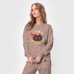 Костюм хлопковый женский Котик печенька, цвет: пыльно-розовый — фото 2