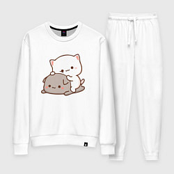 Костюм хлопковый женский Котики играют 02, цвет: белый