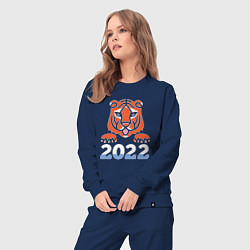 Костюм хлопковый женский Год тигра 2022 китайский календарь, цвет: тёмно-синий — фото 2