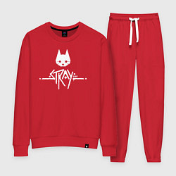 Костюм хлопковый женский Stray: White Logo, цвет: красный