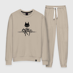 Костюм хлопковый женский Stray: Black Logo, цвет: миндальный