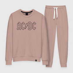 Костюм хлопковый женский ACDC Logo Молния, цвет: пыльно-розовый