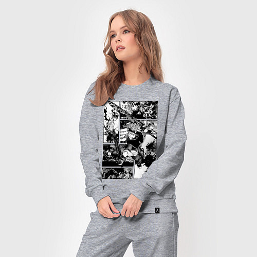 Женский костюм АСТА Черный Клевер Панели Манги / Меланж – фото 3