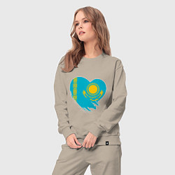 Костюм хлопковый женский Сердце - Казахстан, цвет: миндальный — фото 2