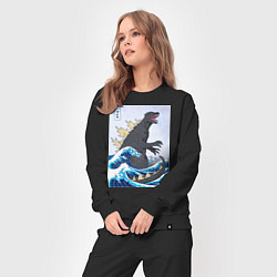 Костюм хлопковый женский Godzilla in The Waves Eastern, цвет: черный — фото 2