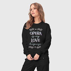 Костюм хлопковый женский Opera is my love language hearts, цвет: черный — фото 2