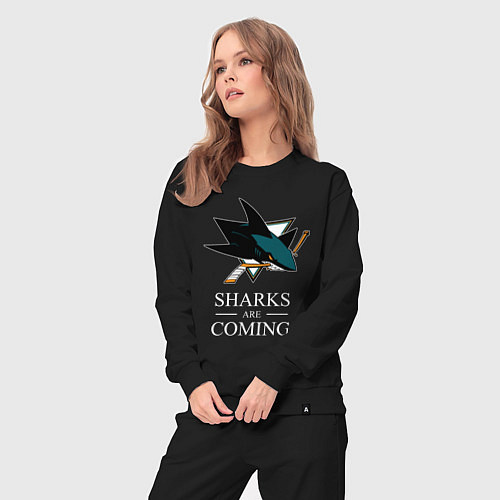 Женский костюм Sharks are coming, Сан-Хосе Шаркс San Jose Sharks / Черный – фото 3