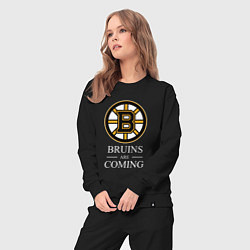 Костюм хлопковый женский Boston are coming, Бостон Брюинз, Boston Bruins, цвет: черный — фото 2