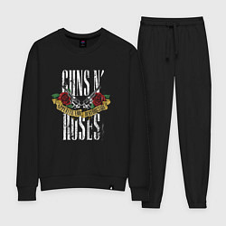 Костюм хлопковый женский Guns N Roses Рок группа, цвет: черный