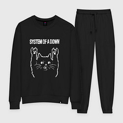 Костюм хлопковый женский System of a Down Рок кот, цвет: черный