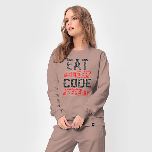 Женский костюм EAT SLEEP CODE REPEAT / Пыльно-розовый – фото 3