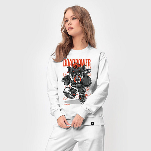 Женский костюм Кабан с дубинкой / Белый – фото 3