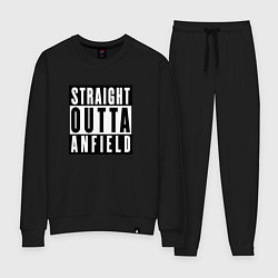 Костюм хлопковый женский Liverpool Straight Outta Anfield Ливерпуль, цвет: черный