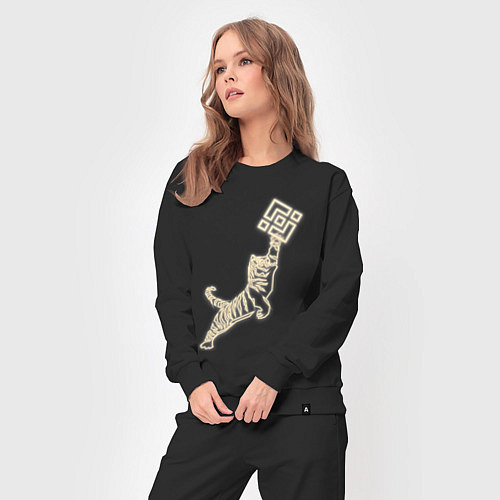 Женский костюм Бинанс с тигром в неоновом свечении / Черный – фото 3