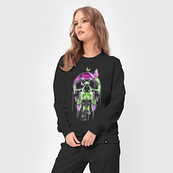 Костюм хлопковый женский Skull & Butterfly Neon, цвет: черный — фото 2