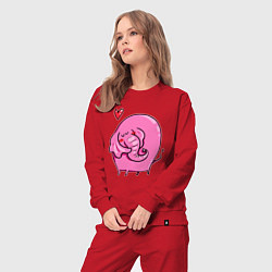 Костюм хлопковый женский Влюбленный розовый слон, цвет: красный — фото 2