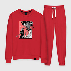 Костюм хлопковый женский Луффи против Кайдо One Piece, цвет: красный