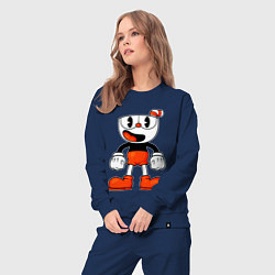 Костюм хлопковый женский Cuphead красная чашечка, цвет: тёмно-синий — фото 2