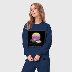 Костюм хлопковый женский Stay Rad, Stay Retro Retrowave, цвет: тёмно-синий — фото 2