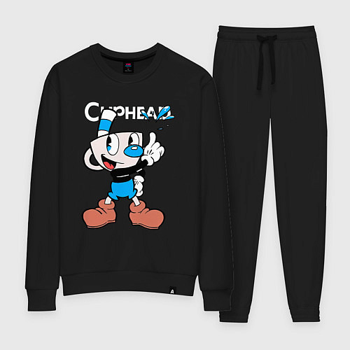 Женский костюм Синяя чашка Cuphead / Черный – фото 1