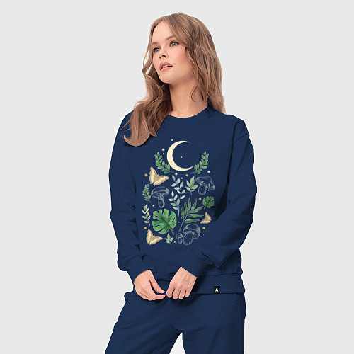 Женский костюм Луна, грибы, листья и бабочки / Тёмно-синий – фото 3