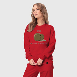 Костюм хлопковый женский Yes, im just a potato, цвет: красный — фото 2