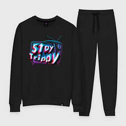 Костюм хлопковый женский Stay Trippy, цвет: черный