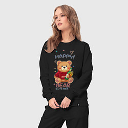 Костюм хлопковый женский СЧАСТЛИВЫЙ МИШКА HAPPY BEAR CUTE 100%, цвет: черный — фото 2