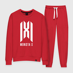 Костюм хлопковый женский Monsta x logo, цвет: красный