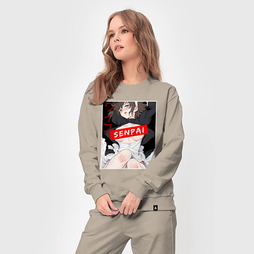 Женский костюм Девушка и надпись Senpai Ahegao / Миндальный – фото 3