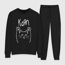 Костюм хлопковый женский KORN РОК КОТ, цвет: черный