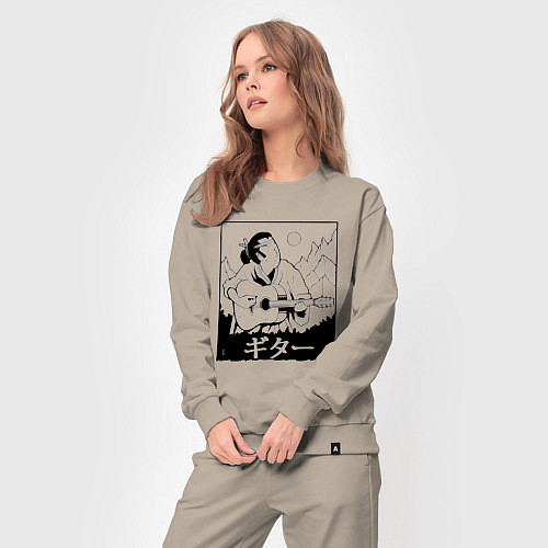 Женский костюм Самурай с гитарой Samurai playing guitar / Миндальный – фото 3