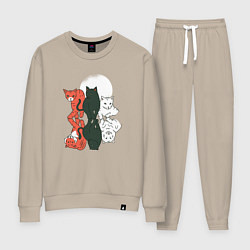 Костюм хлопковый женский Коты и их воплощения Cats and Felines, цвет: миндальный