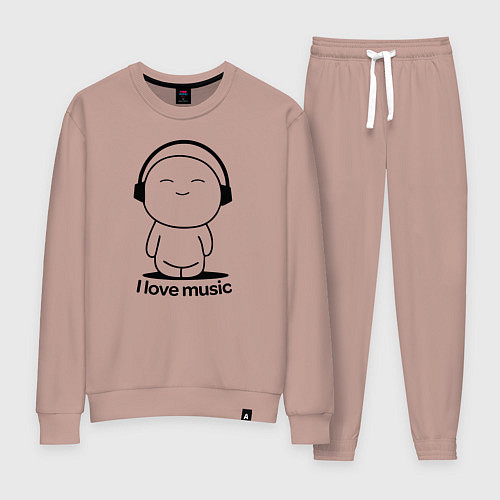 Женский костюм Я Люблю Музыку I love Music / Пыльно-розовый – фото 1