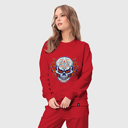 Костюм хлопковый женский Fire - Skull, цвет: красный — фото 2
