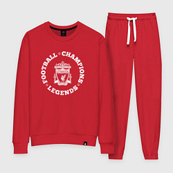 Костюм хлопковый женский Символ Liverpool и надпись Football Legends and Ch, цвет: красный