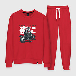 Костюм хлопковый женский Японский мотоциклист Old Akira Japanese Biker, цвет: красный
