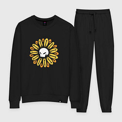 Костюм хлопковый женский Череп Подсолнух Sunflower Skull, цвет: черный
