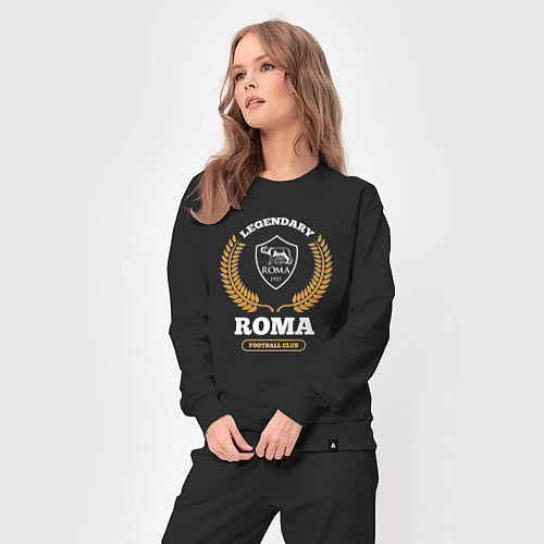 Женский костюм Лого Roma и надпись Legendary Football Club / Черный – фото 3