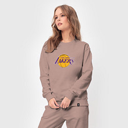Костюм хлопковый женский Лос-Анджелес Лейкерс NBA, цвет: пыльно-розовый — фото 2