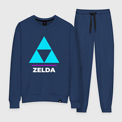 Костюм хлопковый женский Символ Zelda в неоновых цветах, цвет: тёмно-синий