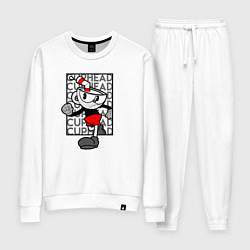 Костюм хлопковый женский Игра Cuphead the delicious last course, цвет: белый