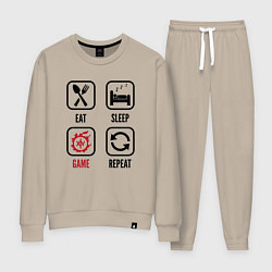 Костюм хлопковый женский Eat - Sleep - Final Fantasy - Repeat, цвет: миндальный
